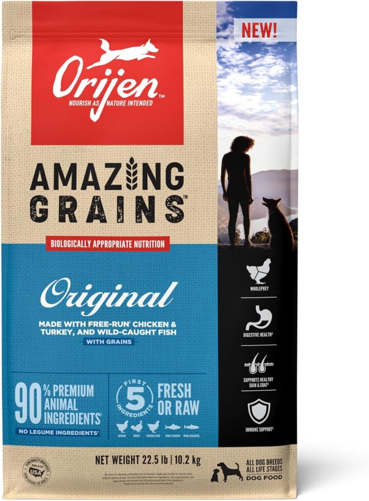 ORIJEN Amazing Grains Original Dry Dog Food, High Protein Dog Food, Fresh or Raw Ingredients ORIJEN Amazing Grains Original Dry Dog Food, High Protein Dog Food, Fresh or Raw Ingredients