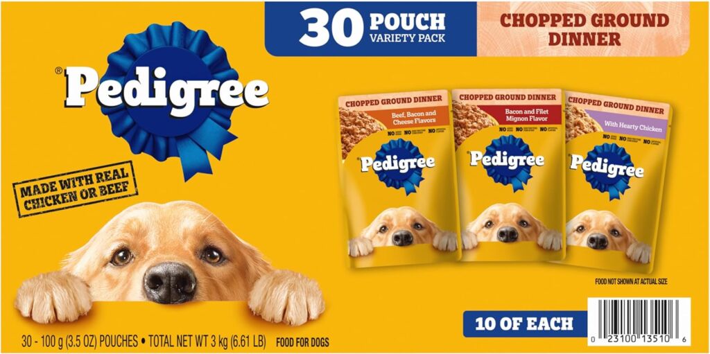 PEDIGREE CHOPPED GROUND DINNER Adult Soft Wet Dog Food 30-Count Variety Pack, 3.5 oz Pouches (Pack of 30) PEDIGREE CHOPPED GROUND DINNER Adult Soft Wet Dog Food 30-Count Variety Pack, 3.5 oz Pouches (Pack of 30)