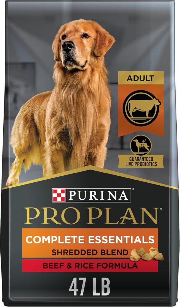Purina Pro Plan Complete Essentials Shredded Blend Beef and Rice Dog Food Dry Formula with Probiotics for Dogs - 47 lb. Bag Purina Pro Plan Complete Essentials Shredded Blend Beef and Rice Dog Food Dry Formula with Probiotics for Dogs - 47 lb. Bag