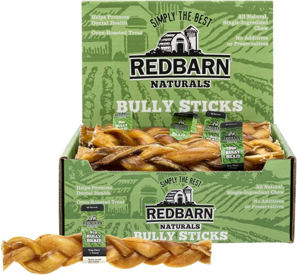Redbarn 9 Braided Bully Sticks for Dogs - Natural, Grain-Free, Highly Palatable, Long-Lasting Dental Chews Sourced from Free-Range, Grass-Fed Cattle 35 Sticks