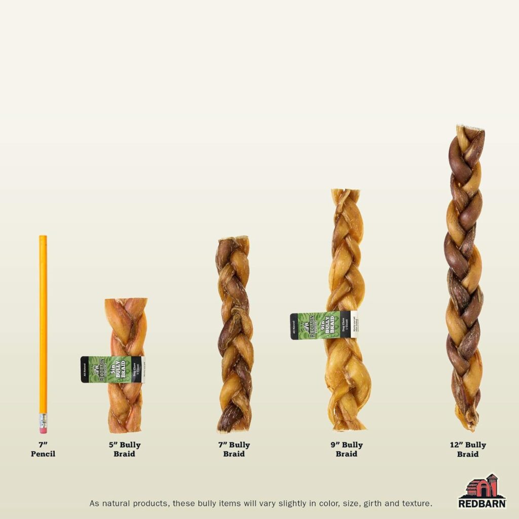 Redbarn 9 Braided Bully Sticks for Dogs - Natural, Grain-Free, Highly Palatable, Long-Lasting Dental Chews Sourced from Free-Range, Grass-Fed Cattle 35 Sticks