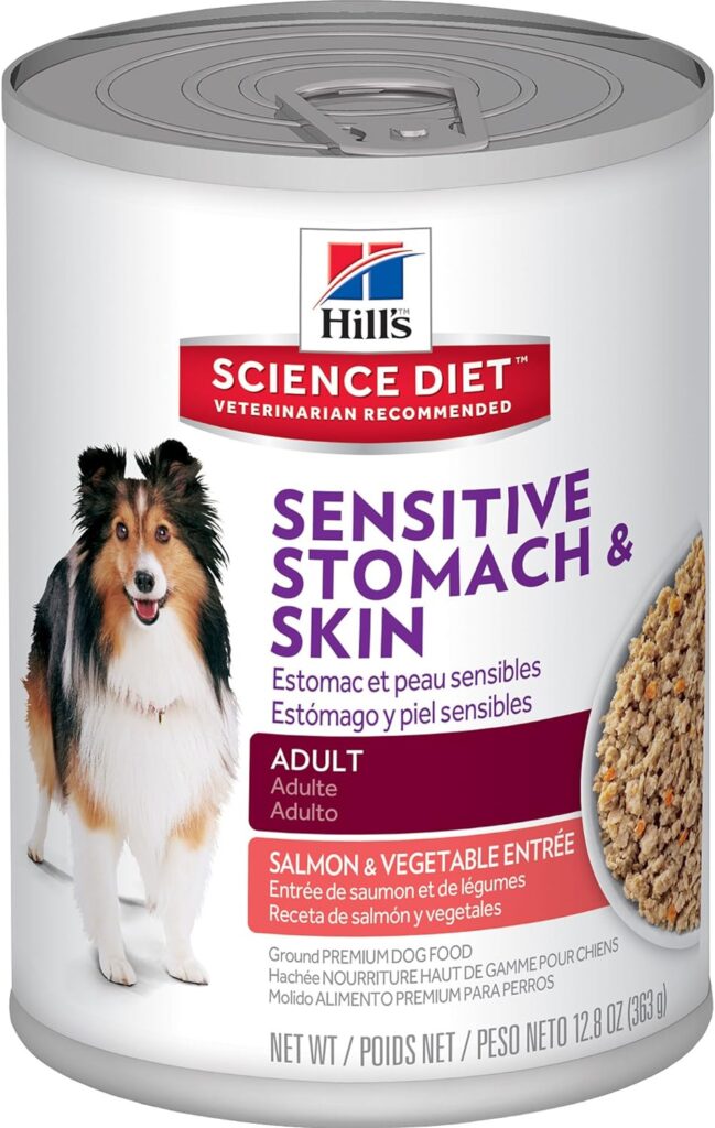 HillS Science Diet Adult Sensitive Stomach Skin Canned Dog Food - Salmon Veg - 12.8 Oz - 12 Pk HillS Science Diet Adult Sensitive Stomach Skin Canned Dog Food - Salmon Veg - 12.8 Oz - 12 Pk