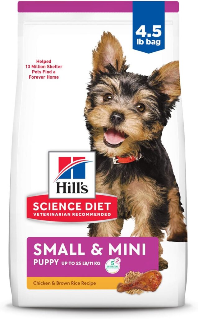 Hills Science Diet Puppy, Puppy, Small Mini Breeds Puppy Premium Nutrition, Dry Dog Food, Chicken, Brown Rice, Barley, 4.5 lb Bag Hills Science Diet Puppy, Puppy, Small Mini Breeds Puppy Premium Nutrition, Dry Dog Food, Chicken, Brown Rice, Barley, 4.5 lb Bag