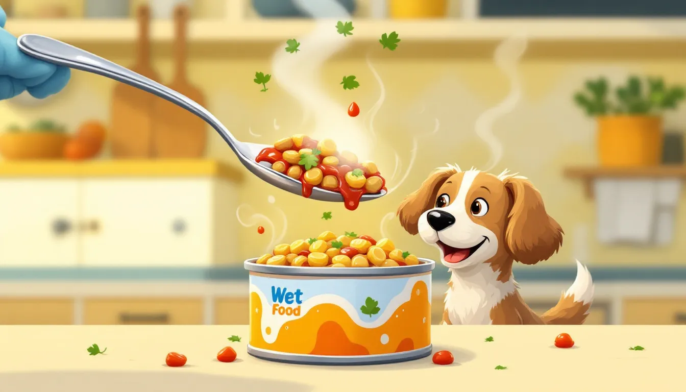 A can of wet dog food being opened, highlighting its palatable texture.