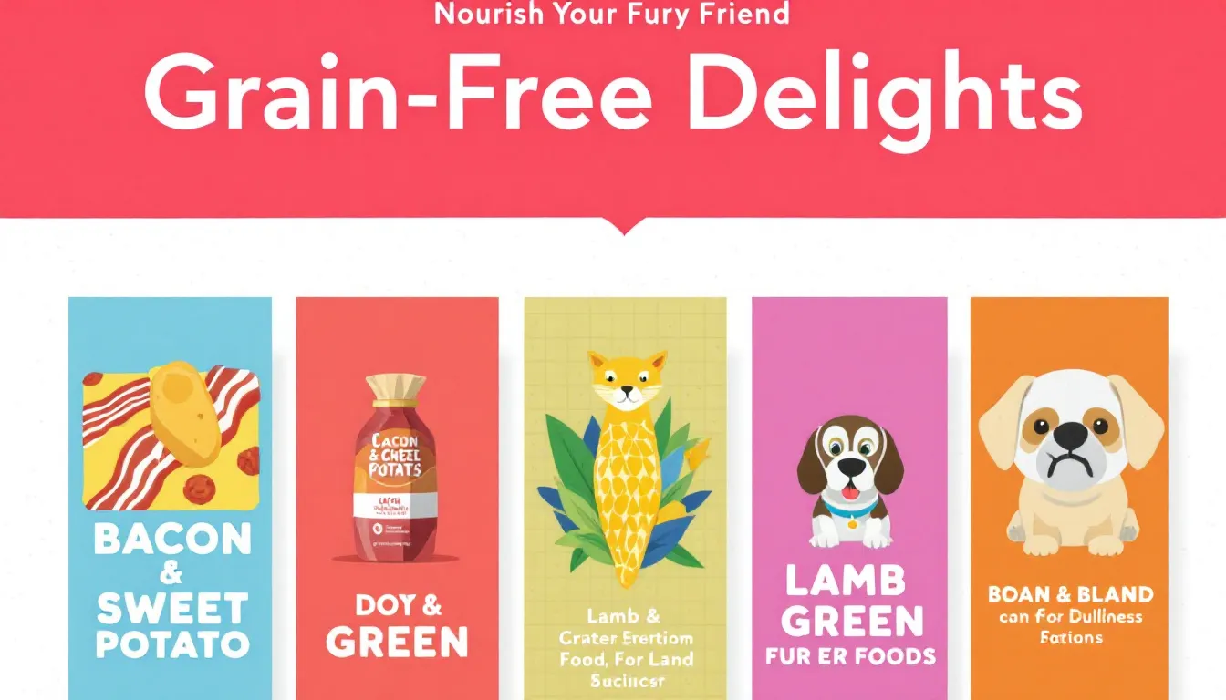 A selection of grain-free dog food options for pets.
