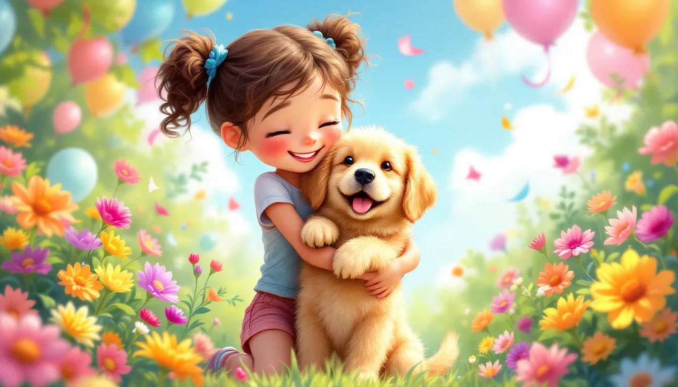 A girl joyfully interacting with a dog, showcasing the bond of adopting a pet.