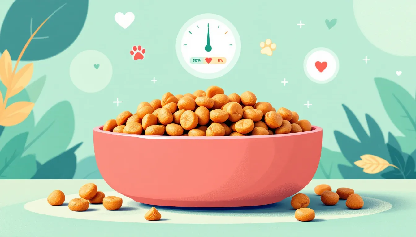 A bowl of dry dog food recommended by veterinary nutritionists.